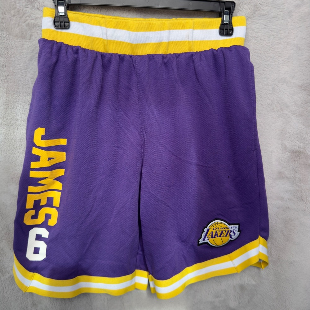 Los Angeles‎ Lakers LeBron James 6 Purple Basketball Shorts Mens M NBA